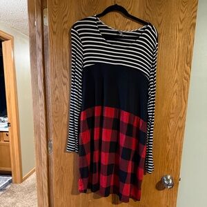 Honeyme Black and White Striped Dress